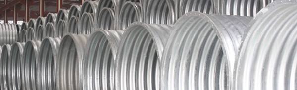 Integral corrugated metal pipes are placed orderly.